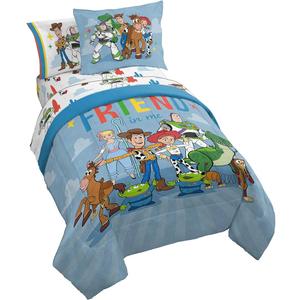 Jay Franco Kids Comforter Set Includes Sheets and Pillow Cover - Soft and Cozy Bed Set for Stylish Room Decor, Blue - Toy Story, 7 Piece Full