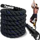 100% Polyester Climbing Rope with Hooks - Heavy Duty 1000LBS Load Capacity, 1.5inch Diameter, 10ft Length for Outdoor Rock Climbing, Rescue & Escape (10ft)