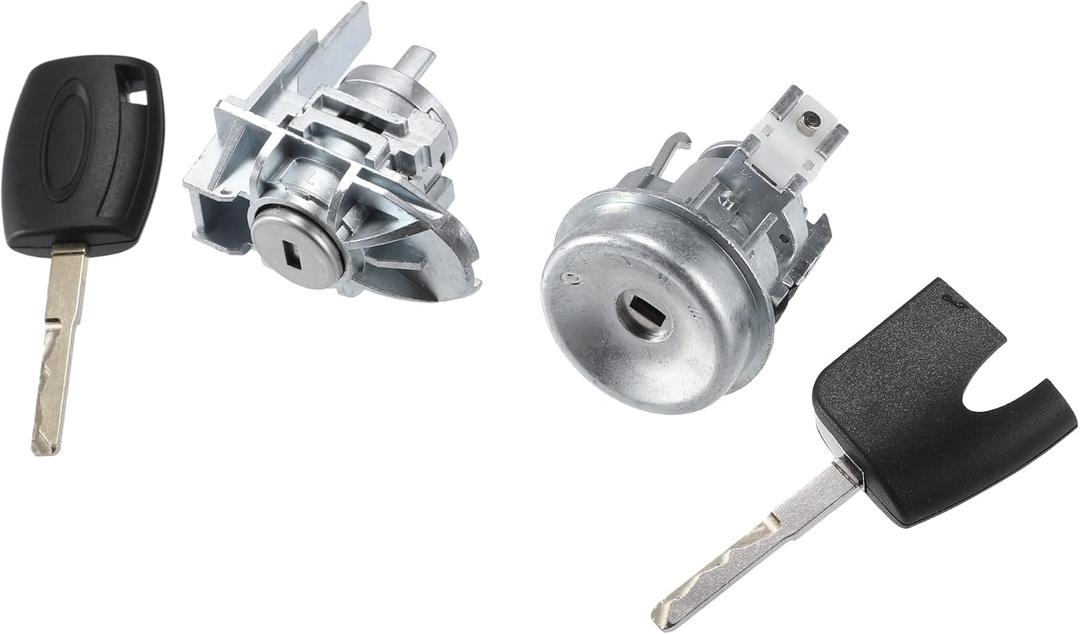 Ignition Lock Cylinder with Keys for Ford Fiesta 2011-2019 / Ignition Lock Cylinder Switch/Durable/Metal / 2 Pcs/Silver Tone