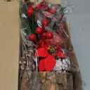 3 Pcs 11 Inch Tabletop Christmas Tree Decorations with Christmas Ornaments Pine Cone Berry Bookshelf Decor for Holiday Room Party Winter Home Indoor Outdoor (Poinsettia)