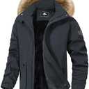 MAOYSSEN Men's Winter Coat Waterproof Warm Ski Snow Jacket Fur Hooded Parka Work Outerwear Snowboarding Jacket, XL