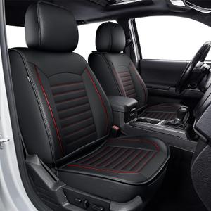 TTX LIGHTING Seat Covers Fit for Toyota Tacoma: 2005-2023 Full Set Fit for Toyota Tacoma Truck Double Crew Cab Car Seat Covers Faux Leather Automotive Seat Cushion Protectors(5 Seats, Red Line)