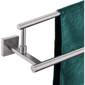 KOKOSIRI Hand Towel Holder Brushed Nickel Bathroom Rack 20-Inch Double Bath Towel Bars Rails for Garage Kitchen Stainless Steel B5009BR-L20