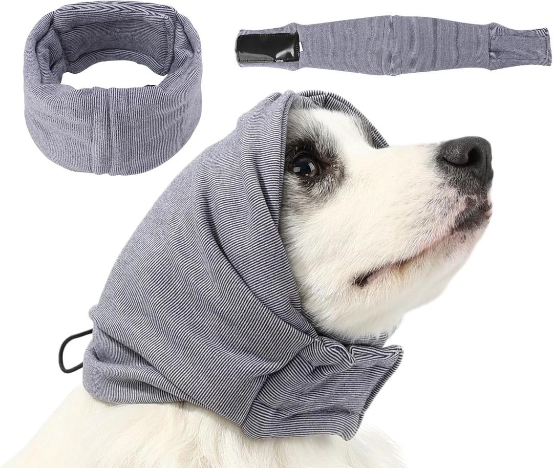Dog Calming Hoodie, Reducing Noise Wrap, Dog Ear Muffs Noise Protection (L-Head Circle(17.7"~23.6"), Purple)