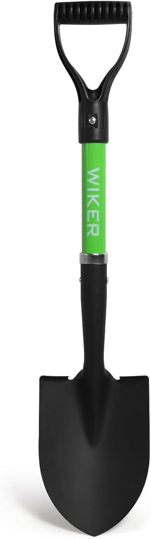 WIKER Beach Shovel,Kids Shovels for Digging,Short Handle Metal Shovel,Small Shovels for Gardening,Camping,Planting,28Inches,Green