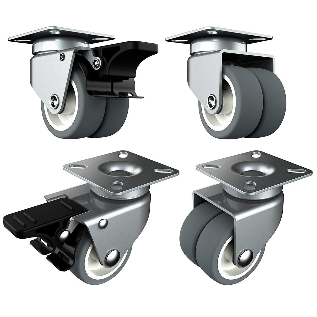 2 inch Swivel Caster Wheels Set of 4 Total Capacity 880 lbs Heavy Duty Casters for Furniture No Noise TPR Wheels with Screws