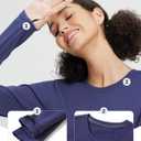 baleaf Women's Thermal Tops Long Sleeve Fleece Running Shirts Thumbhole Cold Weather Winter Gear Workout Base Layer (Blue, XXL)