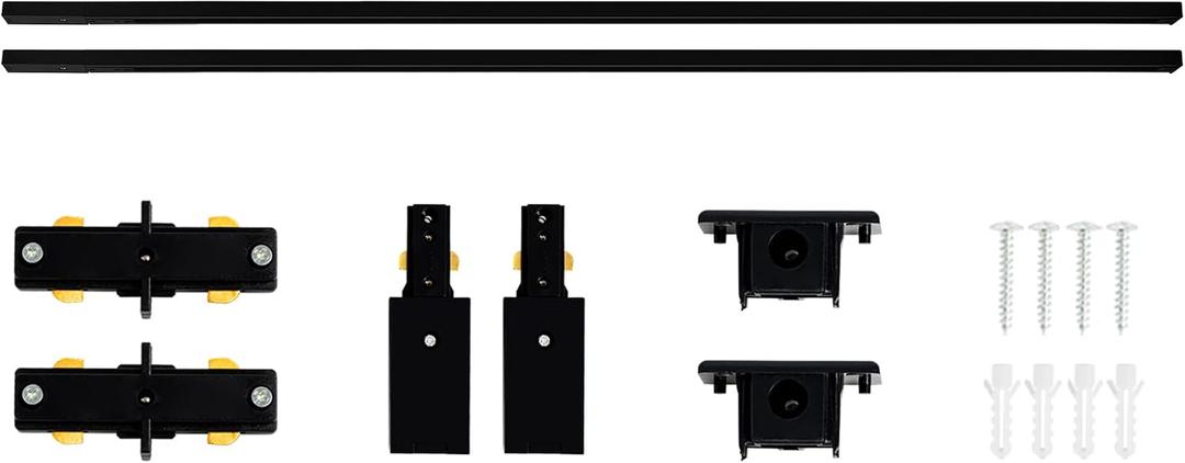 VANoopee H Track Lghting Rails 8FT H Type Track Light Rails Black H Track Rail Kit, End Caps & Live End Feed Connector Included, Compatible with Single Circuit 120V H Style Track System & Track Heads