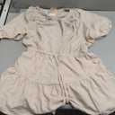 Simplee Womens Cute Summer Rompers - Casual V Neck Short Sleeve Ruffle Boho Romper Dresses Beach Outfits (Beige, M)