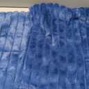 decorUhome Cozy Faux Fur Spring Throw Pillow Covers 18x18 Set of 2 Decorative Soft Plush Striped Modern Farmhouse Boho Couch Pillow Cases with Velvet Back for Sofa Bed Living Room, Blue