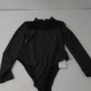 WDIRARA Women's Square Neck Mesh Long Sleeve Elegant Simple Fitted Top Bodysuit,Size L