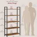VASAGLE 5-Tier Bookshelf, Bookcase with Steel Frame, Book Shelf for Living Room, Home Office, Study, 11.8 x 31.5 x 60.2 Inches, Industrial Style, Rustic Brown and Ink Black ULLS081B01