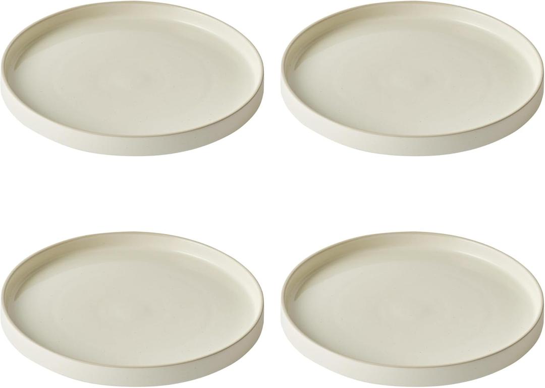 Odense 9.8" Large Dinner Plates(Set of 4) - Ceramic Plates for Dining Serving - For Salad, Pasta, Steak - Modern & Minimal, Wide Round Design, Stackable - Microwave & Dishwasher Safe (Vanilla Cream)