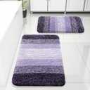 Arotive Bathroom Rugs Sets 2 Piece, Shaggy Soft and Absorbent Microfiber Bath Rugs, Non-Slip, Machine Washable Dry Bath Mats for Bathroom, 47x20 and 24x16, Dark Purple