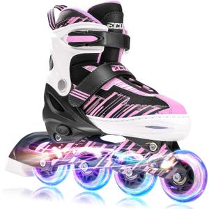 Adjustable Inline Skates Boys and Girls Ages 5-8 8-12 with Light up WheelsRoller Skates for Kids, Teen Skates for Beginner Outdoor and Indoor, Small-Little Kids(11j-13j US）