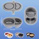 NiHome 3-Pack Reusable Dual-Compartment Silicone Snack Containers with Lids, Safe for Baby Food, Leak-Proof & Easy-Clean for Dips, Sauces, Travel, Microwave & Dishwasher Safe (Cream, Gray, Black)