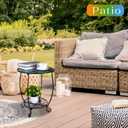 Cinnvoice Outdoor Side Table Round Small Mosaic Patio Accent Indoor End Plant Coffee Tea Table for Yard Patio Porch Garden Living Room, Bedroom(Butterfly Style,16 Inch)