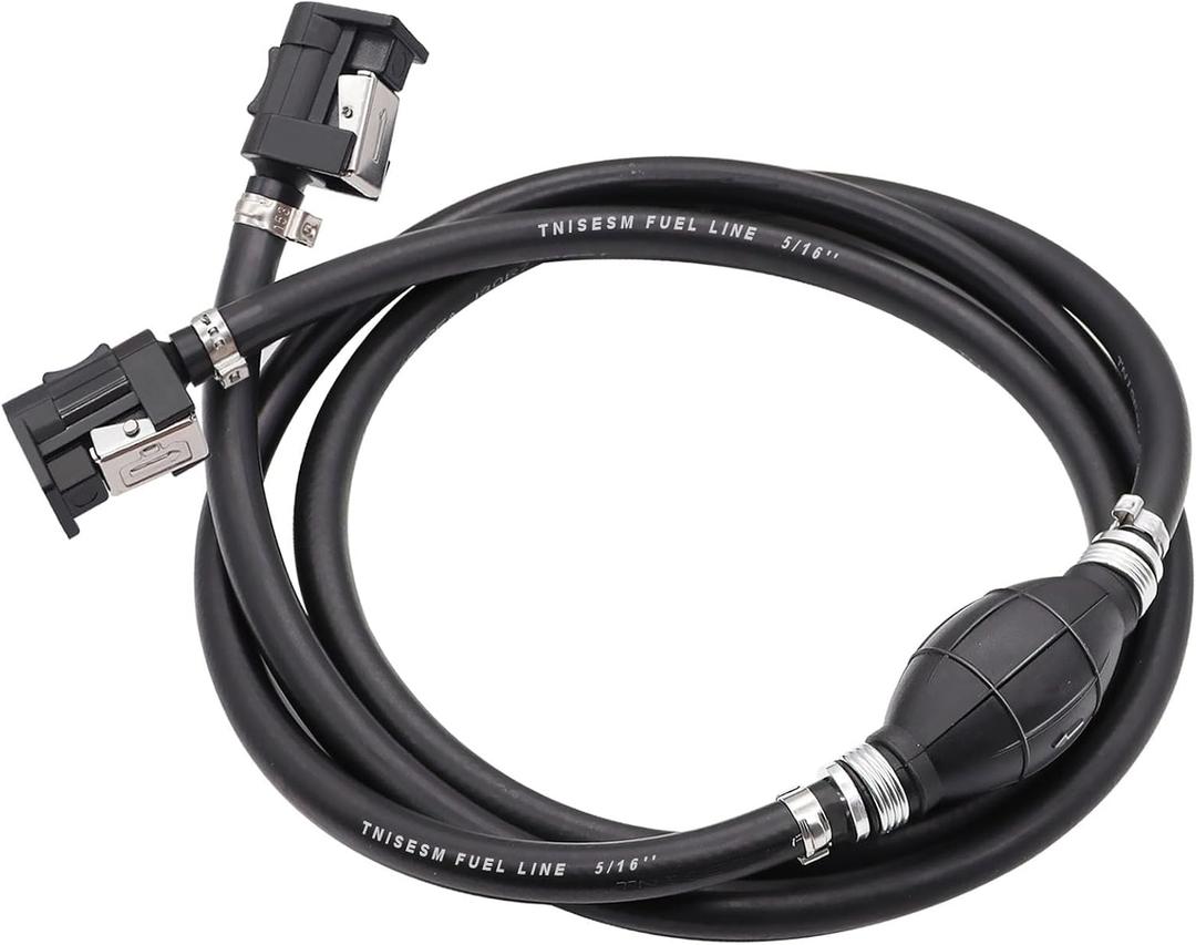 Tnisesm 5/16" 6FT Fuel Line Assembly, with Connector Rubber Marine Outboard Boat Motor RVs Fuel Assembly with Primer Bulb 304 Steel Hose Clamps