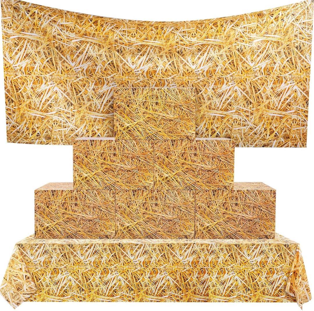 Outus Hay Bale Decoration 6 Pack Western Cowboy Party Decorations Hay Bale Box 3 Pack Straw Tablecloths Farm Theme Party Photo Props Rustic Farmhouse Cowboy Supplies