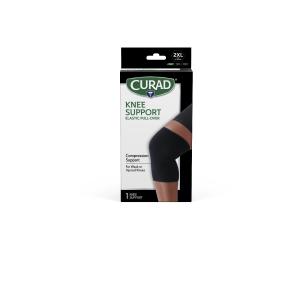 CURAD Knee Support for Men & Women, Elastic, Pull-Over, Knee Brance for Running Knee Pain, Workout Sports Knee Brace, Black, Large