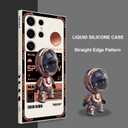 Gencyfu for Samsung Galaxy S24 Ultra Case, Astronaut Pattern Slim Liquid Silicone Anti Slip for Galaxy S24 Ultra Phone Case 6.8 inch, Space White