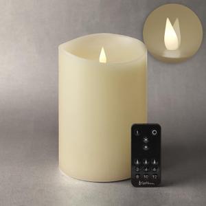 Flameless Candle - 5" x 7.5" Ivory - Flickering Moving Flame Pillar Candle, Includes Remote Control - Real Wax - 2 x C Battery Operated - Not Included