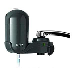 PUR Plus Vertical Faucet Mount Water Filtration System, Lead-Reducing Water Filter For Sink Faucet, Easy Install, 100 Gallons, Compatible with Sinks with External Aerators, Grey