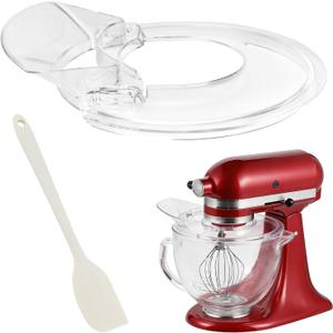 Pouring Shield for Kitchen-Aid 4.5-5 Quart Tilt-Head Stand Mixer,With Removable Pour Spout And Silicone Scraper,Splatter Guard Fits for Stainless Steel, Glass, Ceramic Bowls
