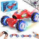 RC Stunt Cars, Gesture Sensor Stunt Remote Control Car Toys for Kids Age 6 7 8 9 10 11 12+ Years Old, 2.4GHz 4WD RC 360° Flips Off Road Vehicle Toys with Lights Music, Gifts for Boys Girls