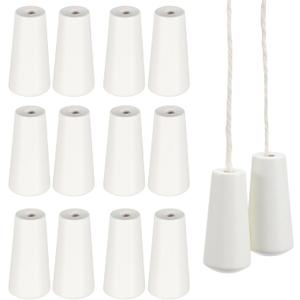 12pcs Wood Cord Tassels White Drops Pull End Hanging Blind Pull Cord Knobs for Roman Shades Curtain Crafts Drawstring