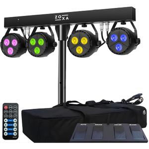 DJ Lights and Stage Lights with Stand | LED Par Gigbar with DMX, Sound-Activated Strobe Light for Parties | DJ Lighting Package, Heavy Duty Light Stand, Uplights for Events