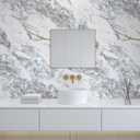 Thicken White Blue Marble Granite Contact Paper peel self stick Kitchen Countertops Waterproof Wallpaper 32x591inch Large Roll Flower Vinyl Textured Furniture Sticker Tv Wall Top Mural Backsplash Wrap (Bule white gold)