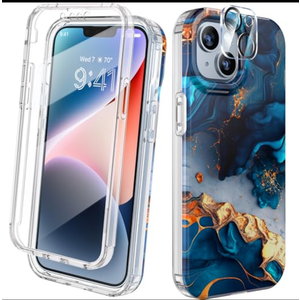 Diaclara Designed for iPhone 14 Case, Full Body Rugged Case with Built-in Touch Sensitive Anti-Scratch Screen Protector, with Camera Lens Protector for iPhone 14 6.1" (Water Blue)