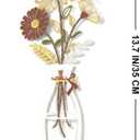 Zcblcyj 3 Pieces Metal Flowers Wall Art Set Handcrafted Floral Metal Wall Decor with Textured Finish, Elegant Iron Flower Wall Art for Living Room, Bedroom, Bathroom Decoration (Yellow & Brown-White)