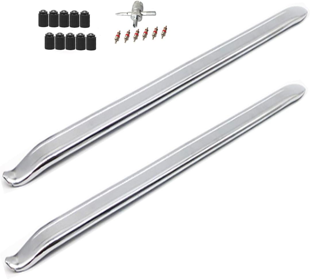 Dr.Roc 2 x 17.8 inch Tire Changing Tool with 4-Way Valve Tool Set Tire Removal Tools Tire Spoons Tire Irons Tire Tool Tire Levers for Bike Motorcycle Dirt Bike Lawn Mower Scooter ATV UTV