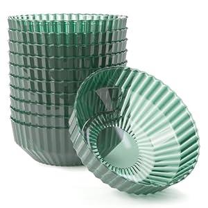 Exquisite Green Plastic Bowls Disposable - 16 Oz Plastic Bowl 20 Count - Disposable Soup Bowls - Large Plastic Bowls - Heavy Duty Cereal Bowl - Plastic Serving Bowls For Weddings And Parties