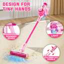 BLAXTEM 4-in-1 Kids Toy Vacuum that Works with Suction, Electric Toy Toddler Vacuum Cleaner for Children Boys & Girls,Toddlers Toys Cleaning Set for Pretend Play (Pink)