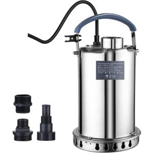 Sump Pump Submersible Water Pump 1HP 3700GPH Stainless Steel Portable Water Transfer Pump Electric for Pool Draining Hot Tub Basement Utility Pumps
