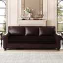 Leather Look Couch Cushion Covers Sofa Seat Slipcovers Sets Couches Furniture Protector for Sectional Armchair Loveseat Pets Kids Stretch Spandex Fabric (1 Cushion XL Sofa, Chocolate)