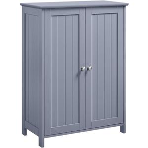 Yaheetech Bathroom Floor Cabinet, Modern Storage Freestanding Organizer Cabinet with Adjustable Shelves & Double Doors, 3-Tier Home Living Room Furniture, Gray