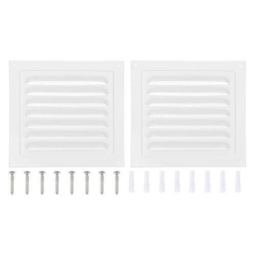 PATIKIL 7x7" Attic Vent Soffit Vent, 2 Pcs Aluminum Alloy Rectangular Floor HVAC Air Vent Covers Metal Return Grille Louver with Screen Mesh and Screw for Wall Ceiling Attic Doors Home