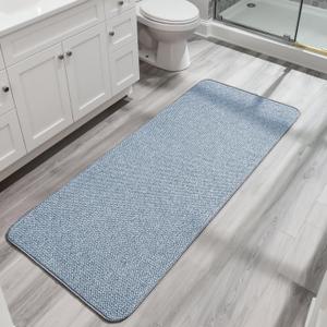 Bosap Bath Mat,Ultra Thin Bathroom Runner Rugs,Large Bath Mats for Bathroom,Quick Dry,Non-Slip,Machine Washable,Low Pile,Bath Rug,Shower Outside,Sink,Home Decor Accessories.Blue,3'x5'(36x60inch)