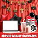 Movie Night Decorations Kit Now Showing Banner Hanging Swirls Popcorn Camera Clapboard Balloons for Movie Themed Birthday Party Supplies Film Backdrop