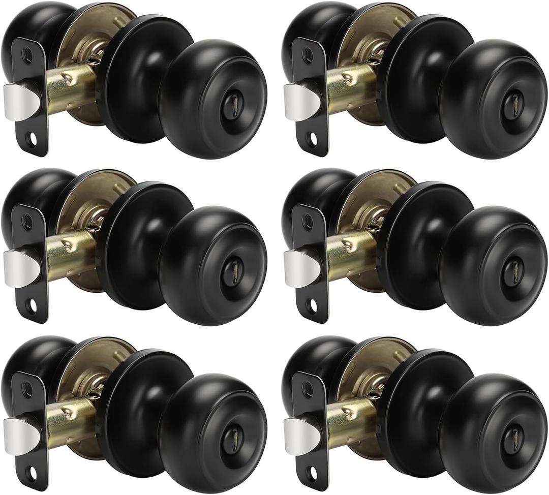 Haidms 6 Pack Matte Black Door Knobs Interior Privacy, Black Interior Door Knobs for Bedroom or Bathroom Classic Round Doorknobs Hardware