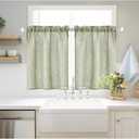 MIULEE Spring Linen Textured Kitchen Curtains 36 Inch Length over Sink Semi Sheer Light Filtering Farmhouse Short Rod Pocket Half Window Tier Curtains 2 Panels for Bathroom Basement W26XL36 Sage Green
