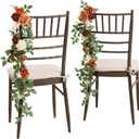 Ling's Moment Fall Wedding 10pcs Chair Decorations Aisle Floral Swag Artificial Pew Flowers Hanging Garlands Orange Terracotta for Ceremony Reception Church Rose Floral Arrangement Party Outdoor Decor