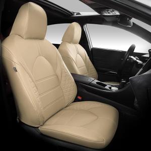 FREESOO 1:1 Custom Fit Seat Covers for Toyota Camry Hybrid LE - Hybrid SE - Hybrid SE Nightshade 2018 2019 2020 2021 2022 2023 2024,Waterproof Leather Car Seats Cover Full Set for Camry(Beige)