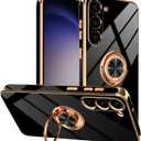 Tnarru Designed for Samsung Galaxy S23 Plus Case with Ring Stand, Support Magnetic Car Mount Rotating Finger Holder Soft TPU Cover Plating Edge Slim Phone Case for Galaxy S23+ Plus Black
