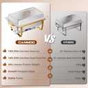 CAMMOO 4 Pans Gold 18/8 (304) Stainless Steel 4 Pack Chafing Dishes for Buffet 9QT Stackable Chafing Dish Buffet Set Food Warmer, Food Warmers for Parties Buffet Catering Events Dinners-RG404