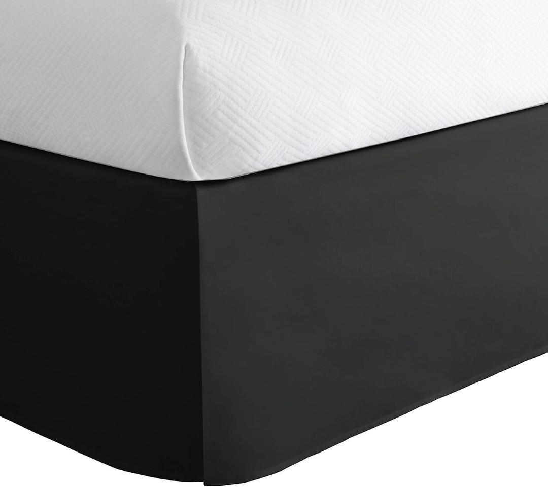 TODAY'S HOME Home Classic Tailored Bed Skirt Dust Ruffle, Cotton Blend Design, 14" Drop Length, Full, Black TOH24914BLAC02